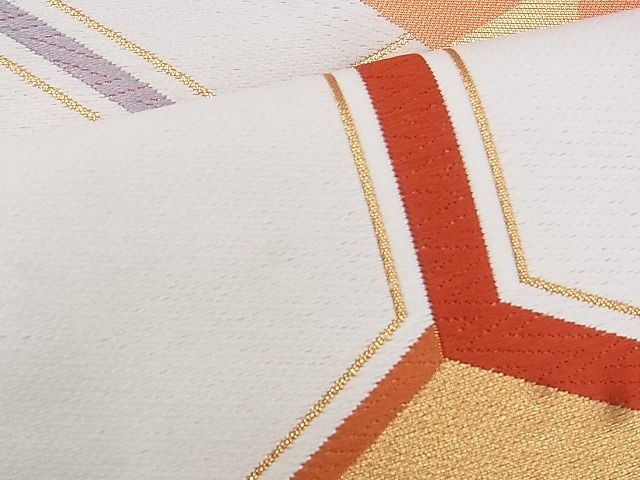 平和屋着物◎六通柄袋帯 唐織 地紙亀甲文様 金糸 逸品 BAAI1021kj