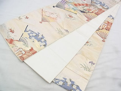 平和屋着物◎六通柄袋帯 唐織 扇面御所車花文 金糸 逸品 BAAI1016kj