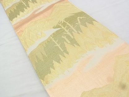 平和屋着物◎六通柄袋帯 遠山樹林文 金糸 逸品 BAAI1018kj