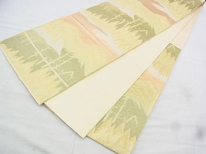 平和屋着物◎六通柄袋帯 遠山樹林文 金糸 逸品 BAAI1018kj