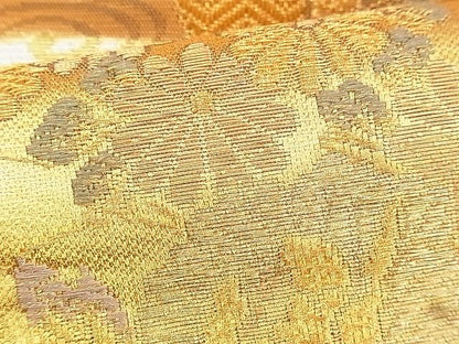 平和屋着物◎六通柄袋帯 破れ色紙花文 金糸 逸品 BAAI1038kj
