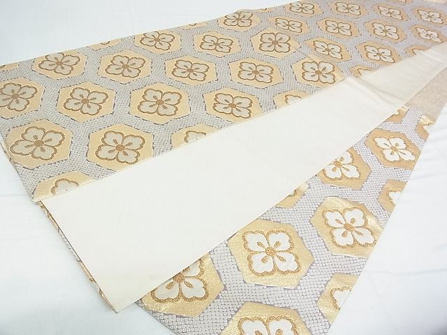 平和屋着物■六通柄袋帯 亀甲花文 金糸 逸品 DAAH1106sa