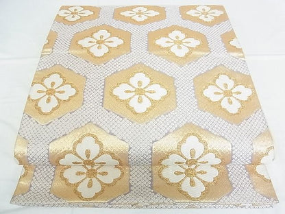平和屋着物■六通柄袋帯 亀甲花文 金糸 逸品 DAAH1106sa