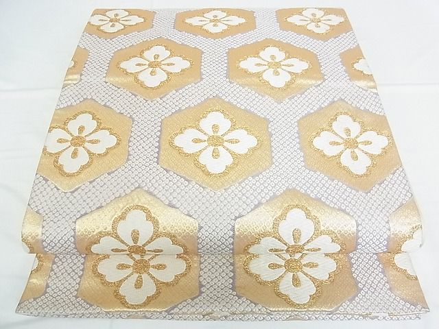 平和屋着物■六通柄袋帯 亀甲花文 金糸 逸品 DAAH1106sa