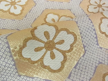 平和屋着物■六通柄袋帯 亀甲花文 金糸 逸品 DAAH1106sa