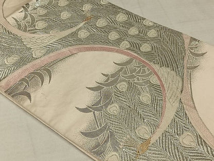 平和屋着物◎六通柄袋帯 唐織 孔雀文 金銀糸 正絹 逸品 AAAI7325Bnf