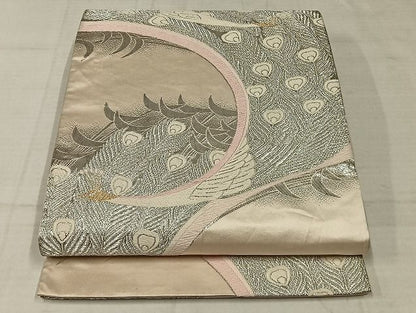 平和屋着物◎六通柄袋帯 唐織 孔雀文 金銀糸 正絹 逸品 AAAI7325Bnf