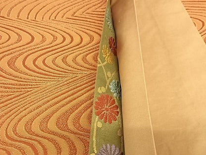 平和屋着物◎全通柄袋帯　流水文　金糸　正絹　逸品　AAAJ1354Bsa