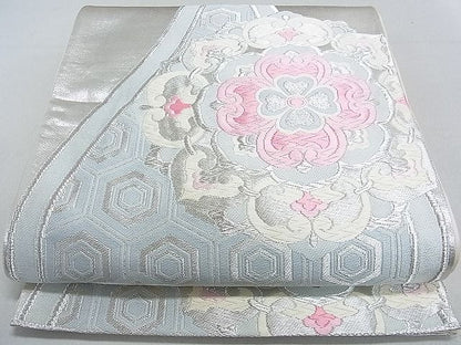 平和屋着物◎六通柄袋帯 唐織 立涌花文 銀糸 逸品 DAAG1123we