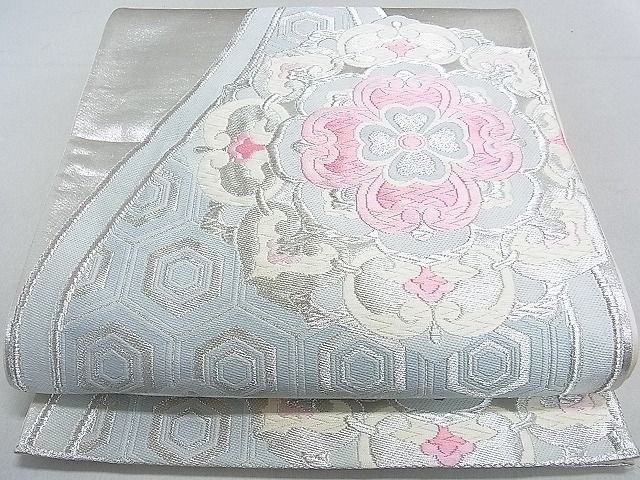 平和屋着物◎六通柄袋帯 唐織 立涌花文 銀糸 逸品 DAAG1123we