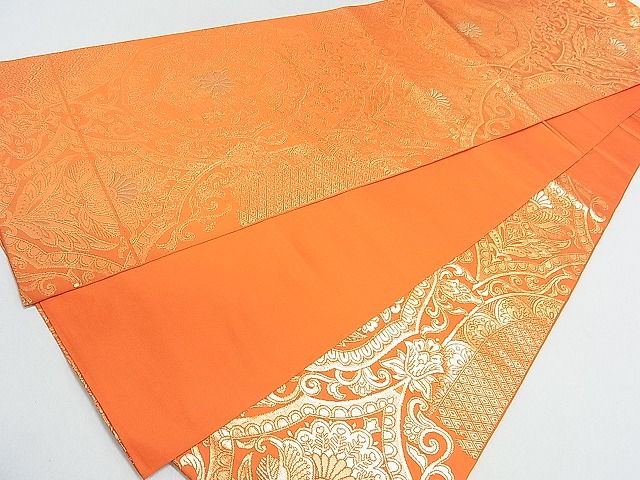 平和屋着物◎六通柄 本袋帯 更紗花文 金糸 逸品 DAAG1149we