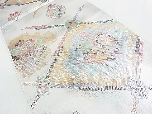 平和屋着物◎六通柄袋帯 花鳥菱文 金銀糸 逸品 DAAG1170we