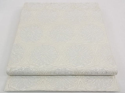 期間限定セール30%off■極上　本場筑前博多織　八寸名古屋帯　吉祥花文　銀糸　逸品　CZAA0815s4