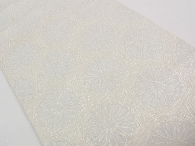 期間限定セール30%off■極上　本場筑前博多織　八寸名古屋帯　吉祥花文　銀糸　逸品　CZAA0815s4