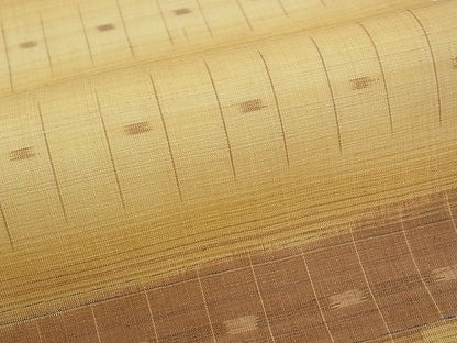 平和屋本店■極上　夏物　九寸名古屋帯　沖縄県無形文化財指定　本場八重山上布 　草木染　手織　証紙付き　麻　逸品　CZAA0831s4