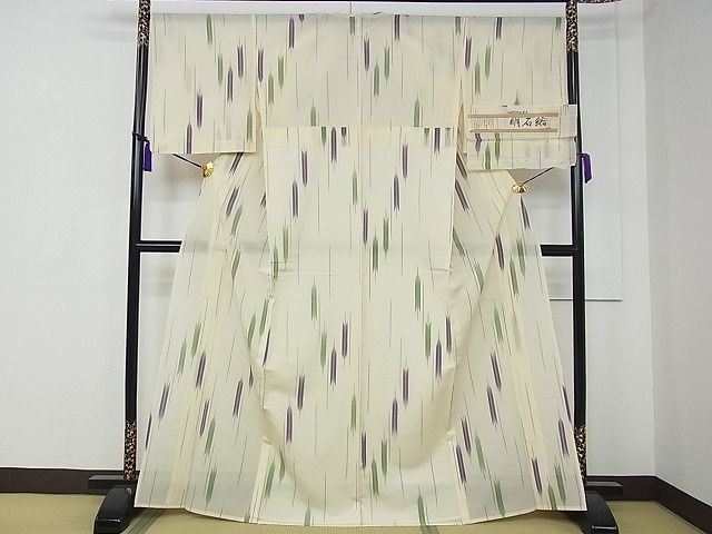 平和屋本店■極上　夏物　明石ちぢみ　矢羽文様　証紙付き　逸品　未使用　CZAA0783s4