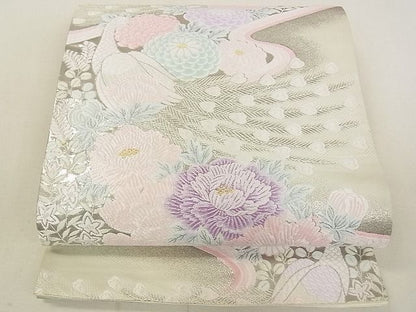 平和屋着物◎六通柄袋帯 唐織 孔雀花文 金銀糸 逸品 DAAG5646tw