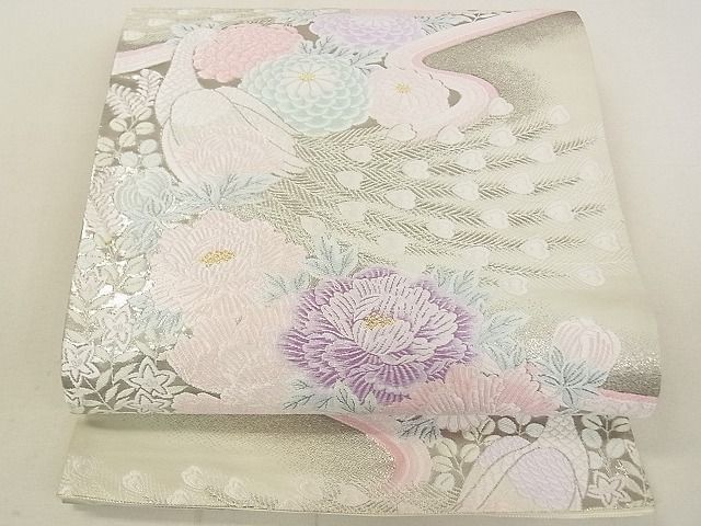 平和屋着物◎六通柄袋帯 唐織 孔雀花文 金銀糸 逸品 DAAG5646tw