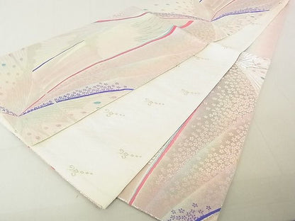 平和屋着物◎六通柄袋帯 花蝶文 銀糸 逸品 DAAG5689tw