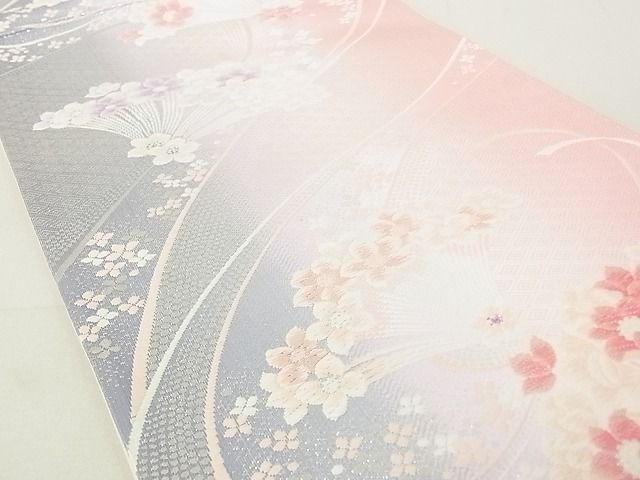 平和屋着物◎六通柄袋帯 唐織 舞花文 銀糸 逸品 DAAG5690tw
