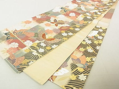平和屋着物◎六通柄袋帯 花蝶文 金糸 逸品 DAAG5671tw