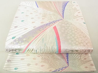 平和屋着物◎六通柄袋帯 花蝶文 銀糸 逸品 DAAG5689tw