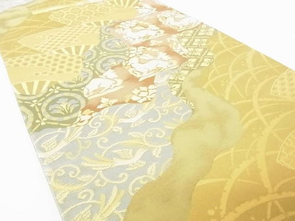 平和屋着物◎六通柄袋帯 道長名物裂花文 金糸 逸品 DAAG5701tw