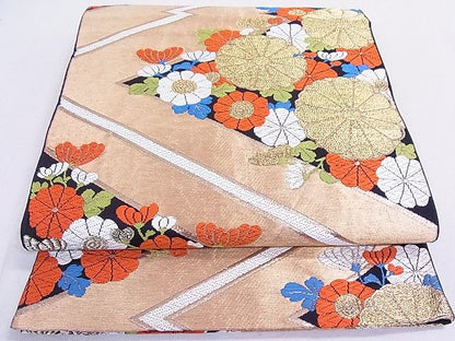 平和屋着物◎六通柄 本袋帯 松皮菱花文 金糸 逸品 DAAG5705tw