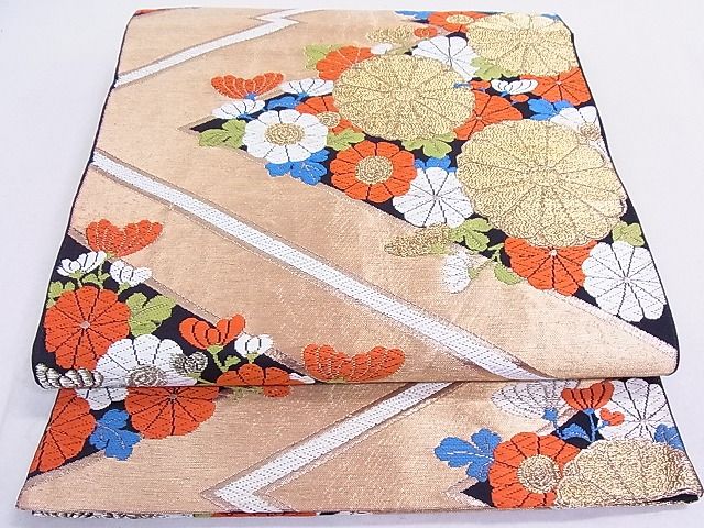 平和屋着物◎六通柄 本袋帯 松皮菱花文 金糸 逸品 DAAG5705tw
