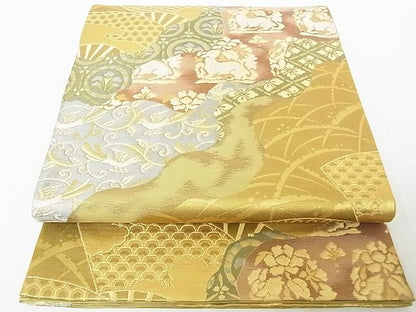 平和屋着物◎六通柄袋帯 道長名物裂花文 金糸 逸品 DAAG5701tw