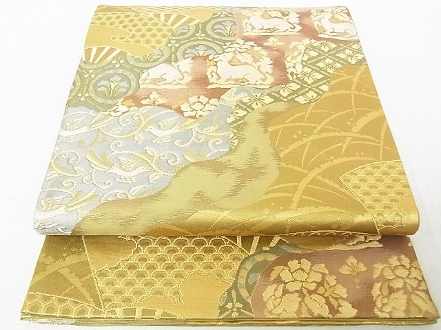 平和屋着物◎六通柄袋帯 道長名物裂花文 金糸 逸品 DAAG5701tw