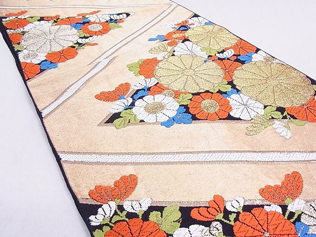 平和屋着物◎六通柄 本袋帯 松皮菱花文 金糸 逸品 DAAG5705tw