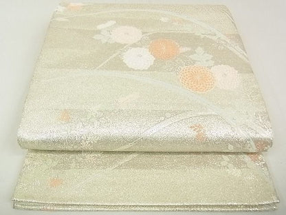 平和屋着物◎六通柄袋帯 草花文 銀糸 逸品 DAAG5745tw
