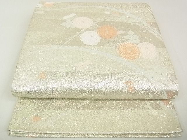 平和屋着物◎六通柄袋帯 草花文 銀糸 逸品 DAAG5745tw