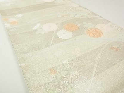 平和屋着物◎六通柄袋帯 草花文 銀糸 逸品 DAAG5745tw