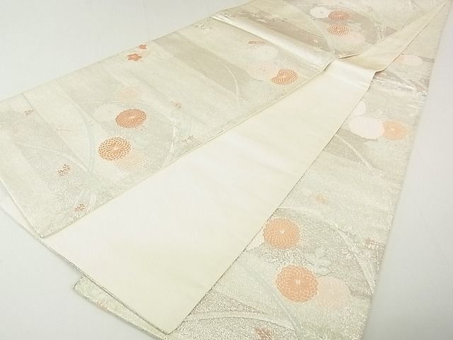 平和屋着物◎六通柄袋帯 草花文 銀糸 逸品 DAAG5745tw
