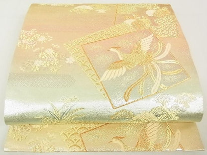 平和屋着物◎六通柄袋帯　色紙鳳凰吉祥花文　金銀糸　逸品　DAAG5749tw