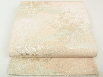平和屋着物◎六通柄袋帯 霞花文 銀糸 逸品 DAAG5777tw