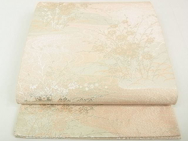 平和屋着物◎六通柄袋帯 霞花文 銀糸 逸品 DAAG5777tw