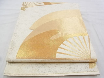平和屋着物◎六通柄袋帯 扇面文様 金糸 逸品 BAAH5290if