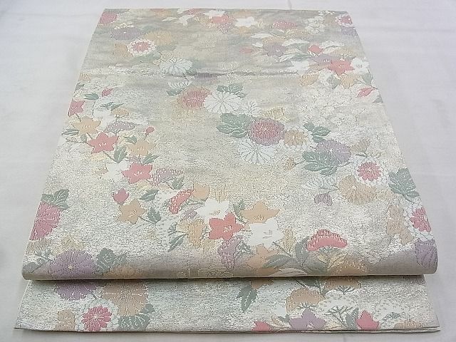 平和屋着物◎六通柄袋帯 秋草文 金銀糸 逸品 BAAH5300if