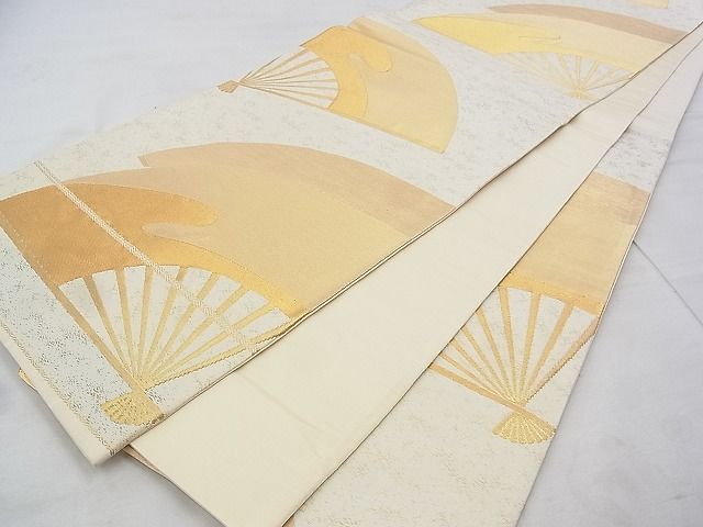 平和屋着物◎六通柄袋帯 扇面文様 金糸 逸品 BAAH5290if