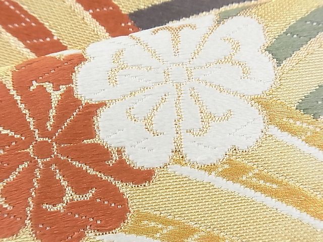 平和屋着物◎六通柄袋帯 唐織 青海波枝垂れ桜 金糸 逸品 BAAH5316if
