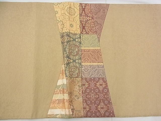 平和屋着物◎太鼓柄袋帯 切嵌 名物裂 金糸 逸品 BAAH5330if