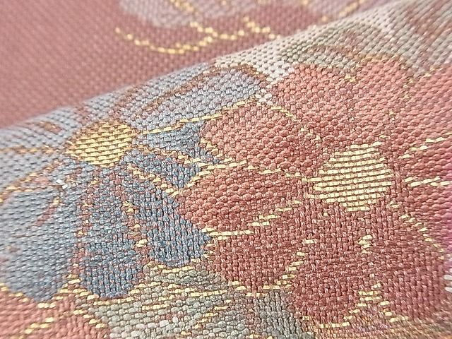 平和屋着物◎太鼓柄袋帯 春秋花文 金糸 逸品 BAAI0405if