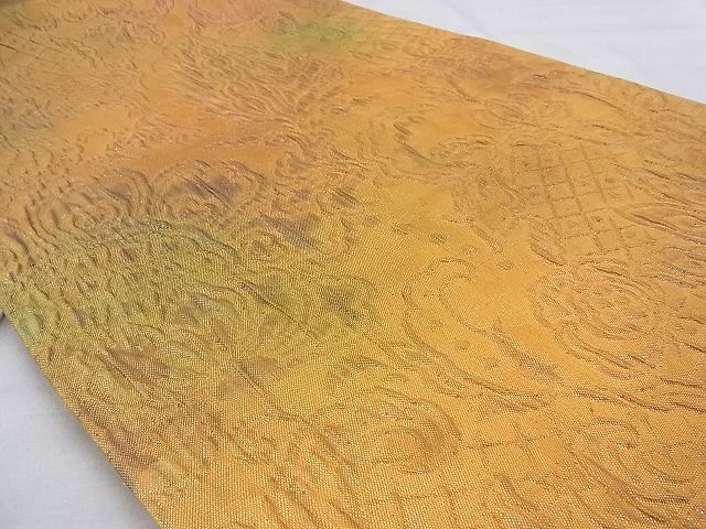 平和屋着物◎全通柄袋帯 ふくれ織り 更紗花文 引箔 逸品 BAAI0401if