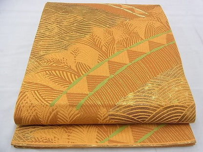 平和屋着物◎六通柄袋帯 青海波藁垣文様 引箔 逸品 BAAI0406if