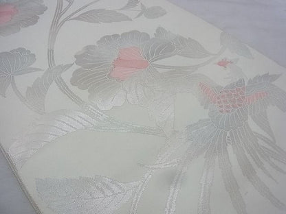 平和屋着物◎六通柄袋帯 鳳凰花唐草文 銀糸 逸品 BAAI0413if