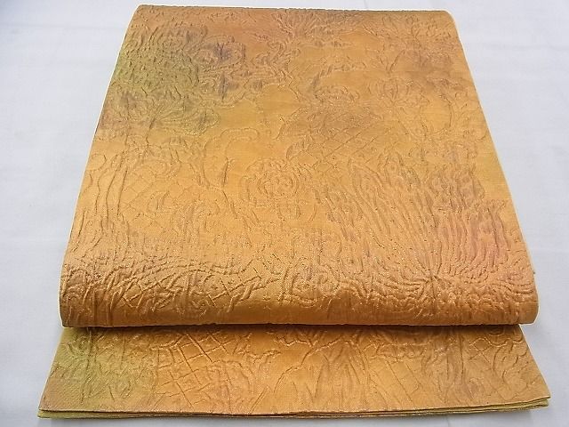 平和屋着物◎全通柄袋帯 ふくれ織り 更紗花文 引箔 逸品 BAAI0401if