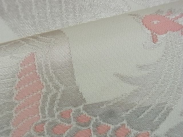 平和屋着物◎六通柄袋帯 鳳凰花唐草文 銀糸 逸品 BAAI0413if